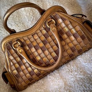 Isabel Fiore Gold Bronze Mosaic Design Leather Bag